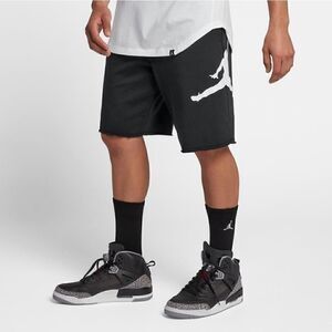 Air Jordan 1 3 4 5 6 8 11 13 14 Retro OG Jumpman Logo Fleece Shorts Black White